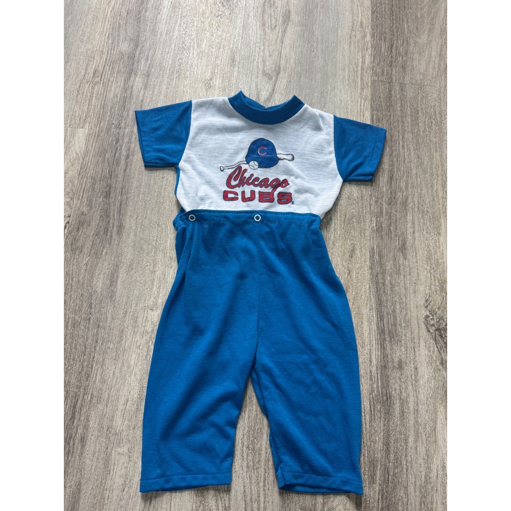 Vintage 80s Chicago Cubs Outfit Romper Baseball Bodysuit 12 Months‎